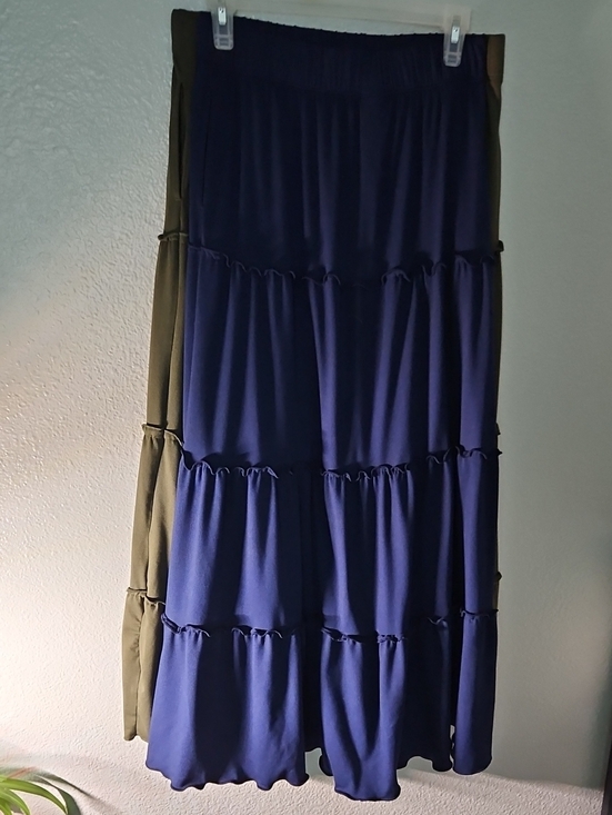 White Mark Dresses & Skirts - White Mark 2-Piece Tiered Maxi Skirt Bundle - Olive Green & Navy Blue - Size M